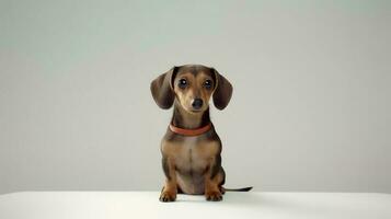 foto de un perro tejonero en blanco antecedentes. generativo ai