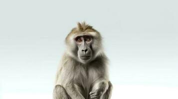 Photo of a Baboon on white background. Generative AI