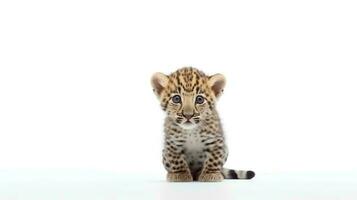 foto de un leopardo geco en blanco antecedentes. generativo ai