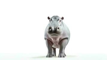 Photo of a hippo on white background. Generative AI