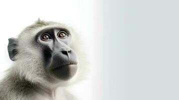 Photo of a Baboon on white background. Generative AI