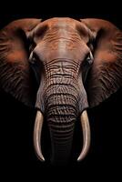 Photo of Elephant on black background. Generative AI