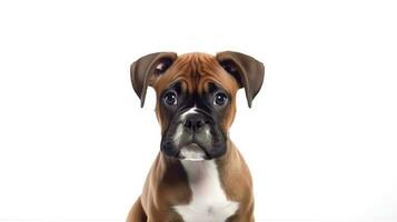 Photo of a Boxer dog on white background. Generative AI