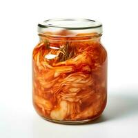 comida fotografía de kimchi en tarro aislado en blanco antecedentes. generativo ai foto