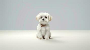 foto de un shih tzu en blanco antecedentes. generativo ai