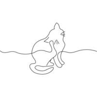 el estilo es uno sólido línea, el silueta de un linda flexible gato, un negro línea dibujado por mano. logo para veterinario clínica, diseño para impresión negocio tarjetas, pancartas, sitios web vector