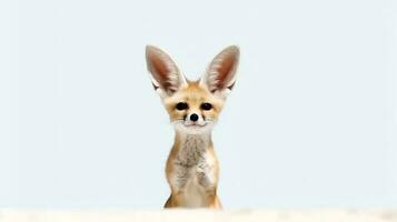 Photo of a Fennec fox on white background. Generative AI