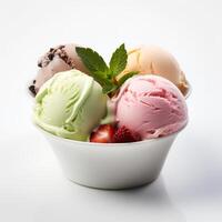 Photo of Gelato on cup isolated on white background. Created by