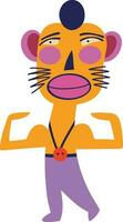 Funny clockwork monkey athlete with a funny face and big lips. Vibrant Strange ugly Halloween characters vector