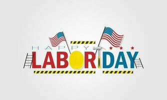 Happy Labor Day with American flag and worker tools vector