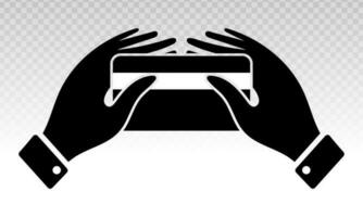 Swipe credit cards with human hand purchase flat icon for apps and websites vector