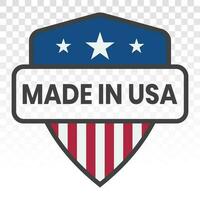 Manufactured or made in USA stamp - flat icon for industrial product label vector