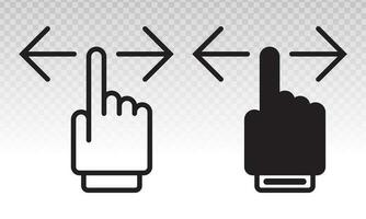 Hand finger swiping or swipe left and right gesture icons for apps and websites vector