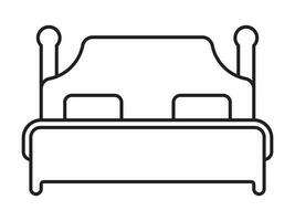 Double bed vector line art icon for apps or website