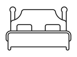 Double bed vector line art icon for apps or website