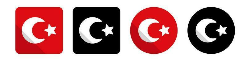 Turkish flag icon set of various shapes. Vector. vector