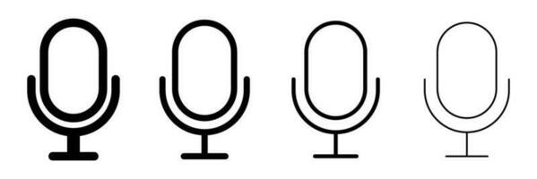 Microphone icon set with different line widths. Recording microphone set. Vector. vector