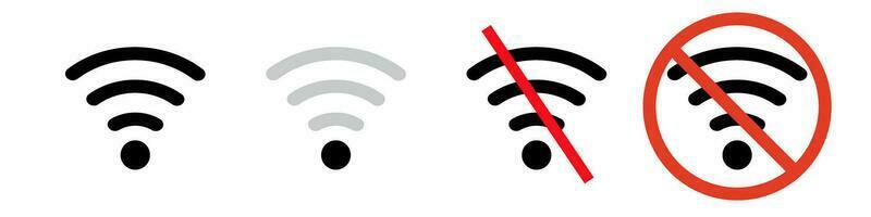 Icon set for Wi-Fi and radio waves. Prohibited or restricted use. Vector. vector