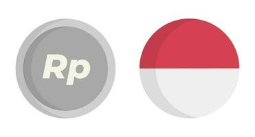 Indonesian rupiah and Indonesian flag icon set. Vector. vector