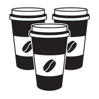 Coffee in disposable paper cup with coffee bean flat vector icon for apps and websites