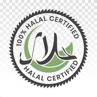 Halal food product certified sticker label for apps and websites vector