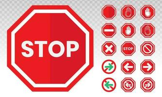 Red stop sign icon with hand or palm flat icon for apps and websites. vector