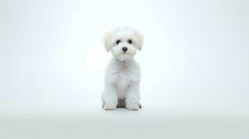 foto de un caniche perro en blanco antecedentes. generativo ai