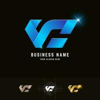 Letter VC or NC monogram logo with grid method design vector