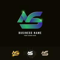 Letter NS or SN monogram logo with grid method design vector