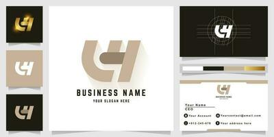 Letter LH or LY monogram logo with business card design vector