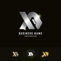 Letter XA or XR monogram logo with grid method design vector