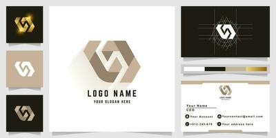 Letter VJ or CJ monogram logo with business card design vector