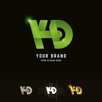 Letter KD or YKD monogram logo with grid method design vector