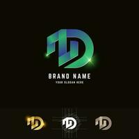 Letter ZD or ND monogram logo with grid method design vector