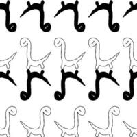 monocromo silueta diplodocus dinosaurios sin costura modelo. minimalismo impresión para tee, papel, textil y tela. vector