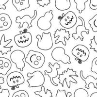 Monochrome halloween doodle seamless pattern. Perfect for tee, paper, textile and fabric. vector