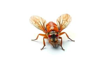 Photo of a cicada on white background. Generative AI