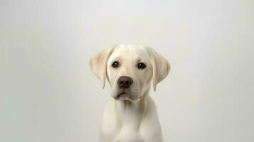 Photo of a labrador retriever on white background. Generative AI