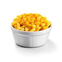 Food photography of Mac and Cheese on bowl isolated on white background. photo
