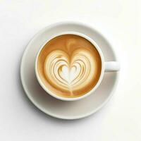 Food photography of A cup latte with love art isolated on white background. Generative AI photo