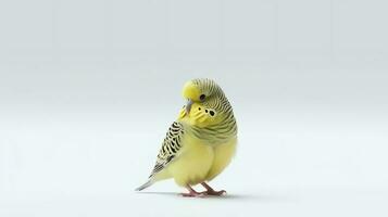 Photo of a Budgie bird on white background. Generative AI