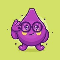 funny fig fruit character mascot with ok sign hand gesture isolated cartoon in flat style design vector