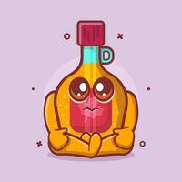 cute maple syrup bottle character mascot with sad expression isolated cartoon in flat style design vector