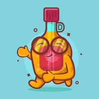 gracioso arce jarabe botella personaje mascota corriendo aislado dibujos animados en plano estilo diseño vector