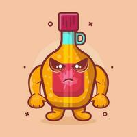 serious maple syrup bottle character mascot angry gesture isolated cartoon in flat style design vector