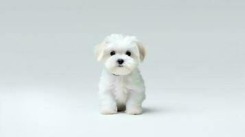 Photo of a shih tzu on white background. Generative AI