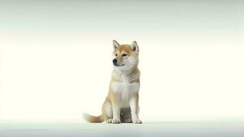 Photo of a shiba inu on white background. Generative AI