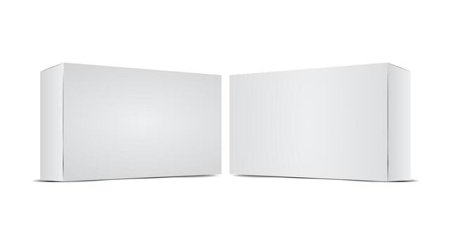 Realistic white empty cardboard package box template. Cardboard boxes with shadows for branding your products. vector