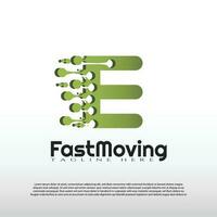 Fast Moving logo with initial E letter concept. Movement sign. Technology business and digital icon -vector vector