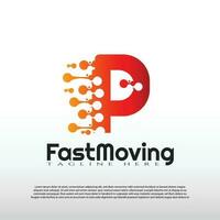 Fast Moving logo with initial P letter concept. Movement sign. Technology business and digital icon -vector vector